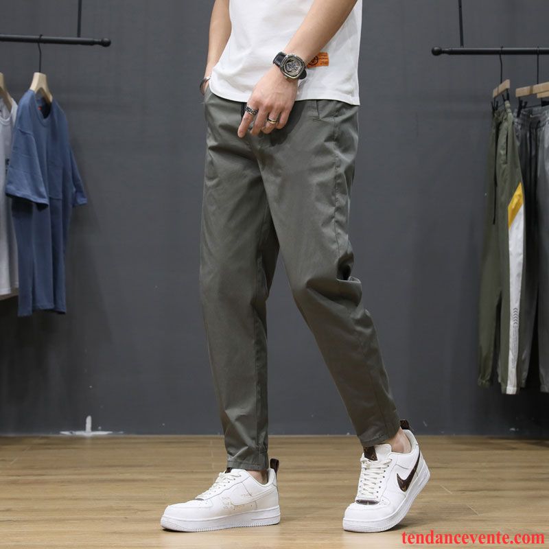 Pantalons Homme Décontractée Jambe Droite Tendance Légère Bureau Baggy Gris