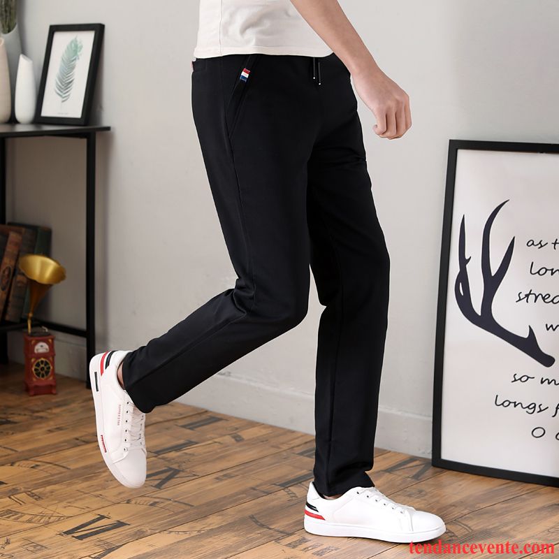 Pantalons Homme Légère Sport Baggy Tendance Longue Jambe Droite Noir