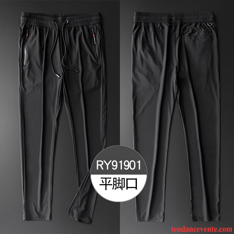 Pantalons Homme Respirant Baggy Légère Sport Laçage Neuvième Pantalon Noir