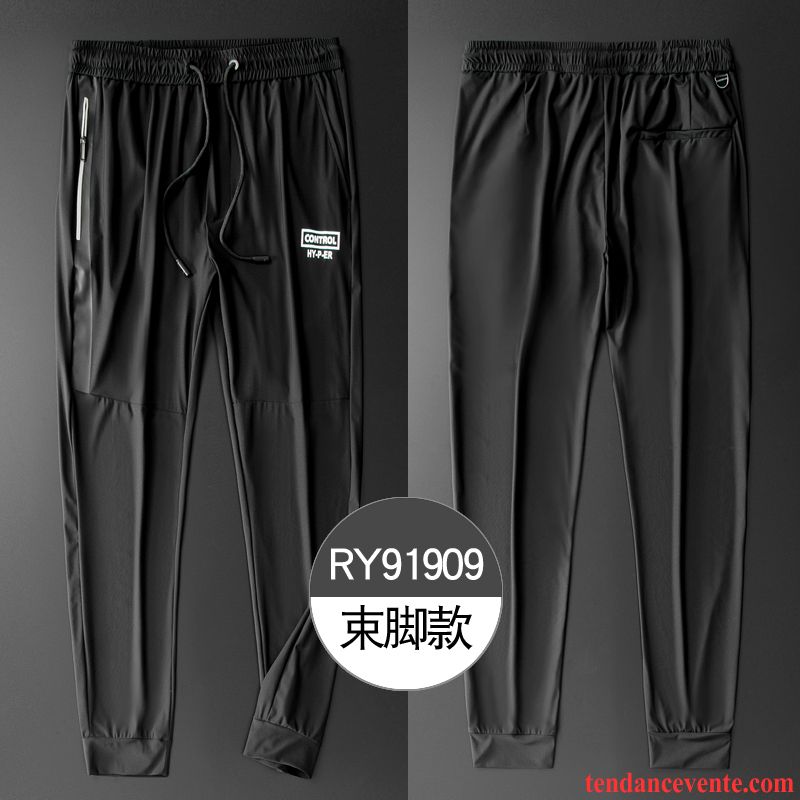 Pantalons Homme Respirant Baggy Légère Sport Laçage Neuvième Pantalon Noir