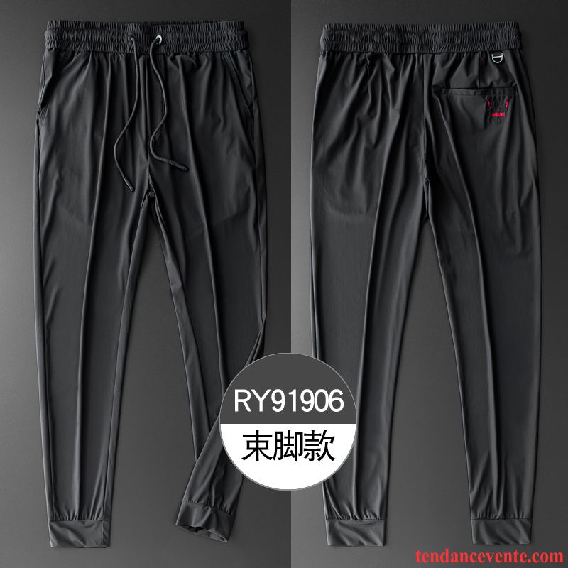 Pantalons Homme Respirant Baggy Légère Sport Laçage Neuvième Pantalon Noir