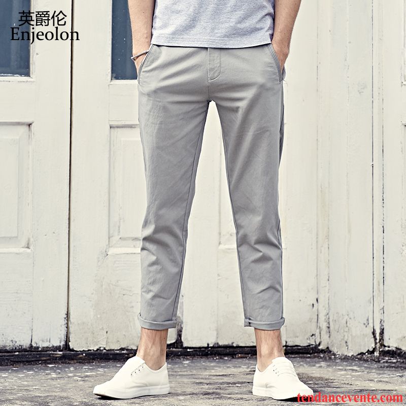 Pantalons Homme Slim Légère Maigre Été Tendance Noir