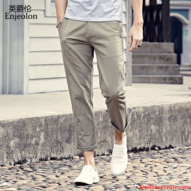 Pantalons Homme Slim Légère Maigre Été Tendance Noir