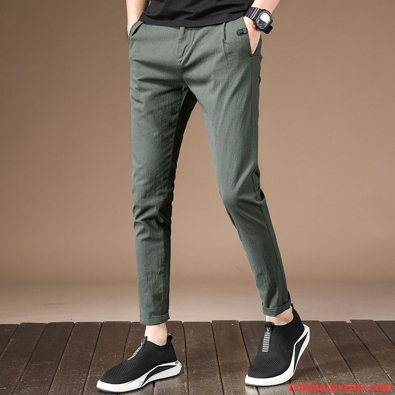 Pantalons Homme Tous Les Assortis Baggy Neuvième Pantalon Été Légère Tendance Vert