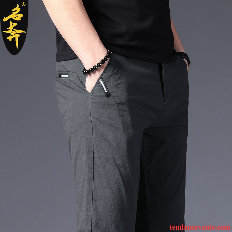 Pantalons Homme Tous Les Assortis Beau Mode Été Slim Tendance Noir