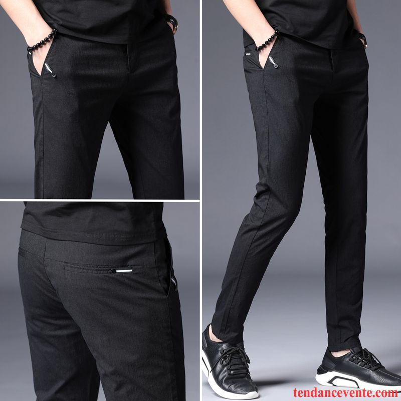 Pantalons Homme Tous Les Assortis Beau Mode Été Slim Tendance Noir