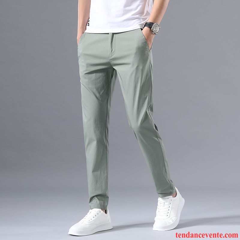 Pantalons Homme Ultra Mince Tendance Printemps Été Jambe Droite Vert Clair