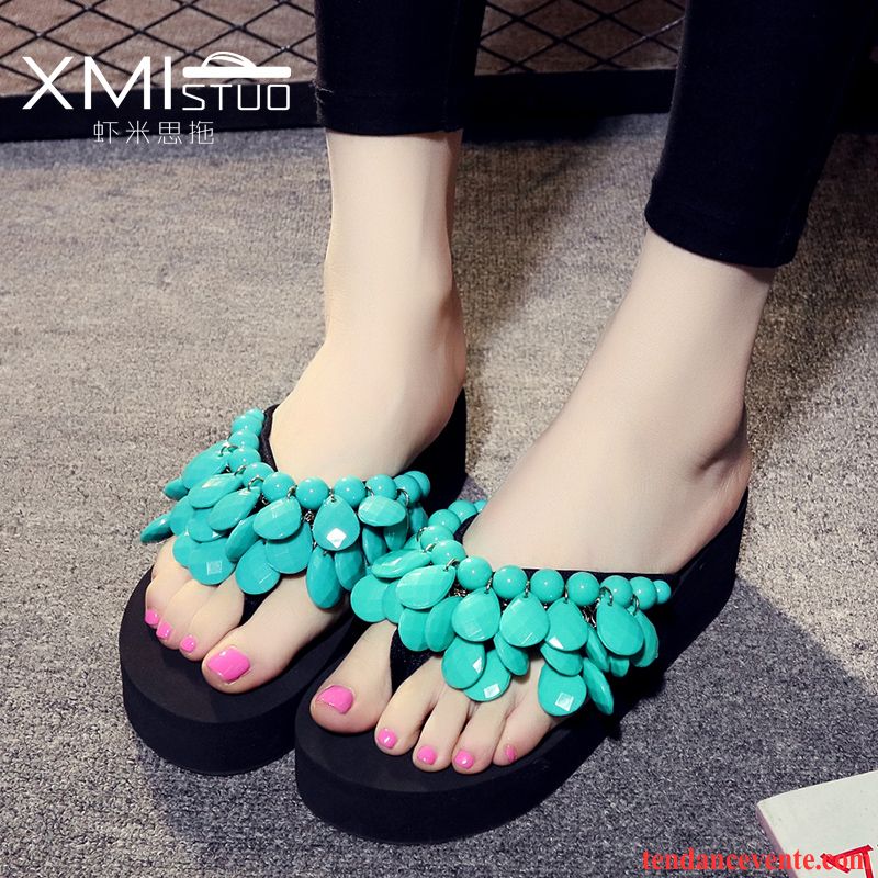 Pantoufle Botte Femme Femme Semelle Épaisse Plage Talons Compensés Sandales