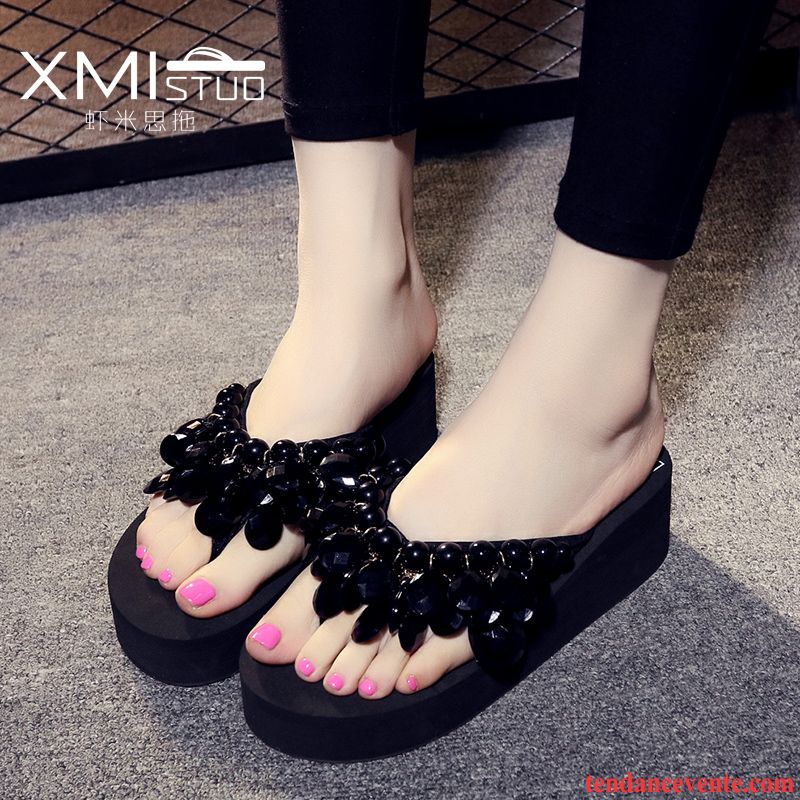 Pantoufle Botte Femme Femme Semelle Épaisse Plage Talons Compensés Sandales