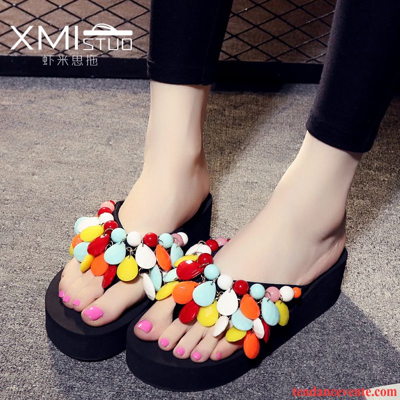 Pantoufle Botte Femme Femme Semelle Épaisse Plage Talons Compensés Sandales