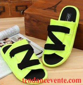 Pantoufles En Cuir Pour Homme Plage Femme Décontractée Chaussons Fantaisie Semelle Épaisse Été Sandales Homme Tendance Lettre