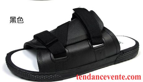 Pantoufles En Cuir Pour Homme Plage Femme Décontractée Chaussons Fantaisie Semelle Épaisse Été Sandales Homme Tendance Lettre