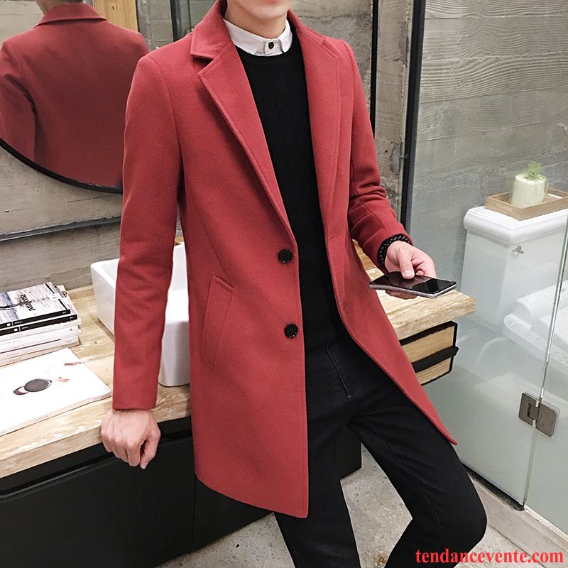 Parka Manteau Cuir Homme Coupe Vent Hiver Manteau Slim Matelassé Pardessus Homme Longue Renforcé