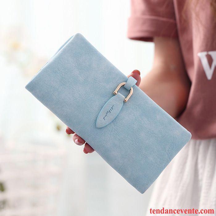 Portefeuille Femme Le Nouveau Pochette Étudiant Frais Grande Capacité Europe Bleu