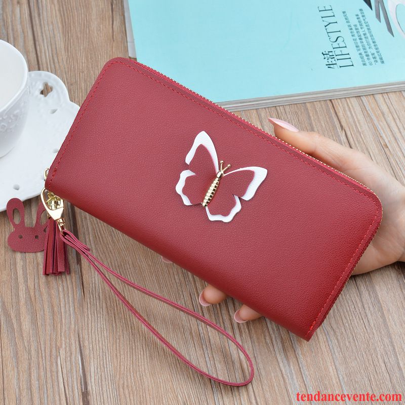 Portefeuille Femme Longue Section Le Nouveau Téléphone Portable Modèles Féminins Petit Tendance Rouge