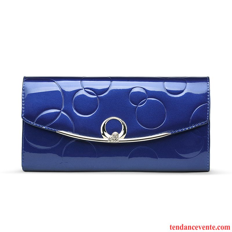 Portefeuille Femme Longue Section Portefeuilles Cuir De Vache Trois Fois Pochette Europe Or