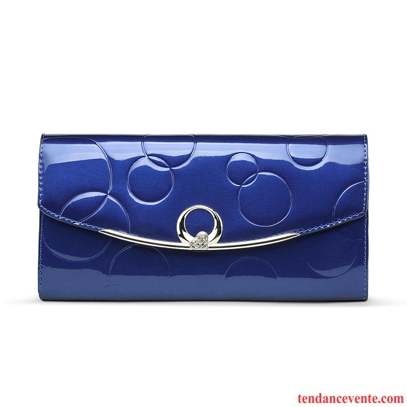 Portefeuille Femme Longue Section Portefeuilles Cuir De Vache Trois Fois Pochette Europe Or