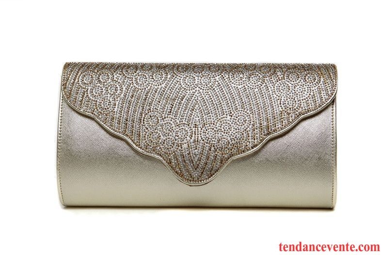 Portefeuille Femme Mode Petit Diamant Tendance All-match Pochette Or