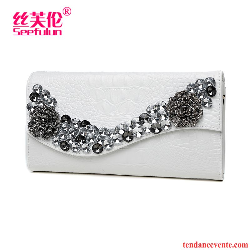 Portefeuille Femme Pochette Diamant Tendance Banquet Grande Capacité Mode Noir