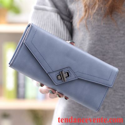 Portefeuille Femme Pochette Trois Fois Longue Section Étudiant Portefeuilles Avec Boucle Violet