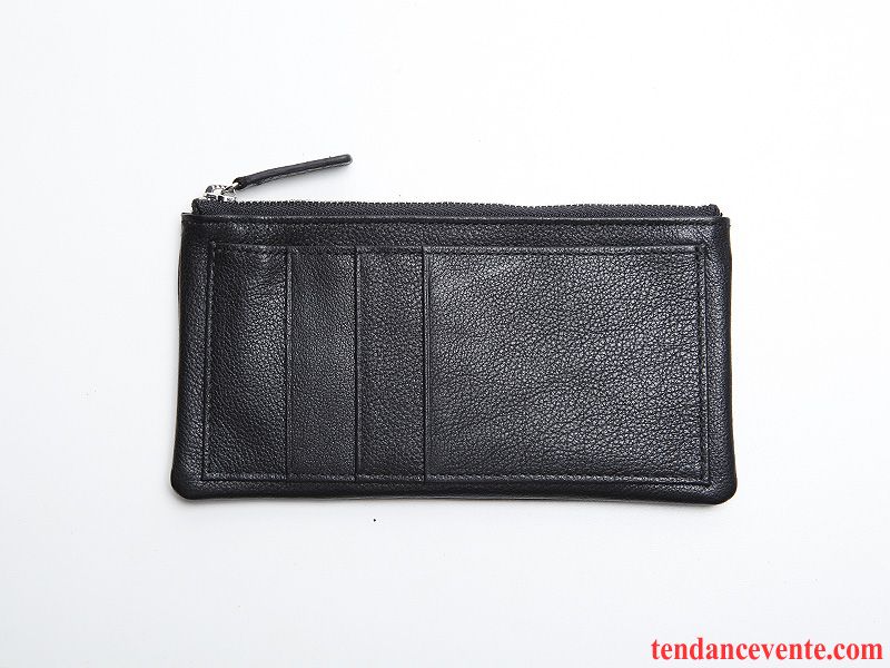 Portefeuille Homme Cuir Très Mince Mode Téléphone Portable Longue Section Pochette Bleu Rouge Brun