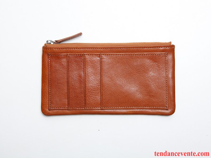 Portefeuille Homme Cuir Très Mince Mode Téléphone Portable Longue Section Pochette Bleu Rouge Brun