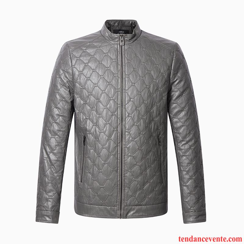 Prix Veste En Cuir Homme Veste Col Mandarin Tendance Jeunesse Beau Pardessus Gris Beige