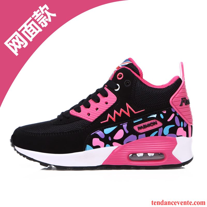 Promo Basket Femme Running Sport Respirant Net Printemps Décontractée Semelle Épaisse Derbies Chaussures De Course Coussin D'air Femme Augmenté