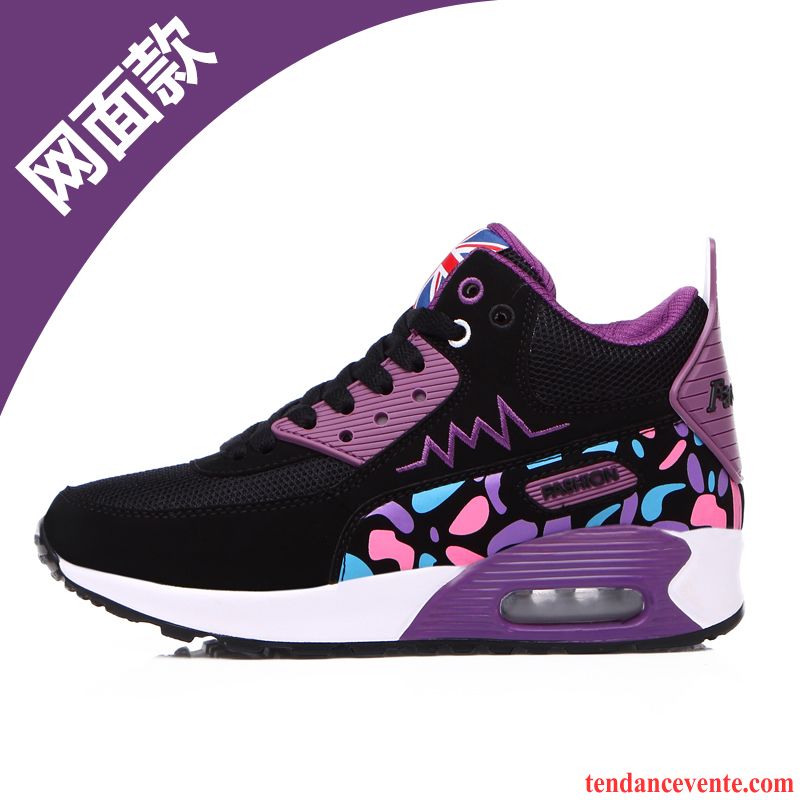 Promo Basket Femme Running Sport Respirant Net Printemps Décontractée Semelle Épaisse Derbies Chaussures De Course Coussin D'air Femme Augmenté