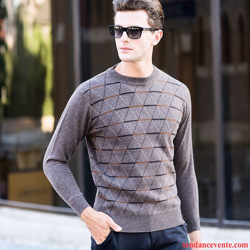 Pull Avec Gros Col Homme Tricots En Maille Pull Homme Pullovers Col Rond Renforcé Hiver Pierre