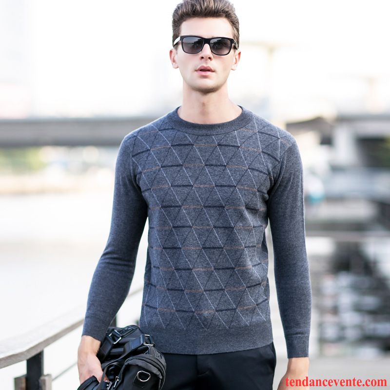 Pull Avec Gros Col Homme Tricots En Maille Pull Homme Pullovers Col Rond Renforcé Hiver Pierre