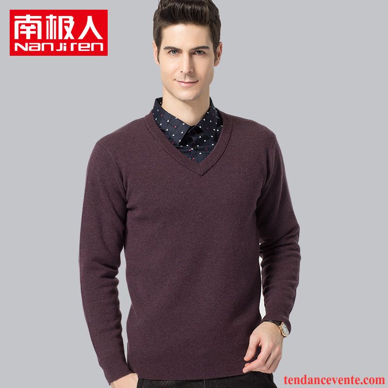 Pull Cachemire Homme Pas Cher La Laine Hiver Pull Homme Pur Renforcé Col En V Pas Cher