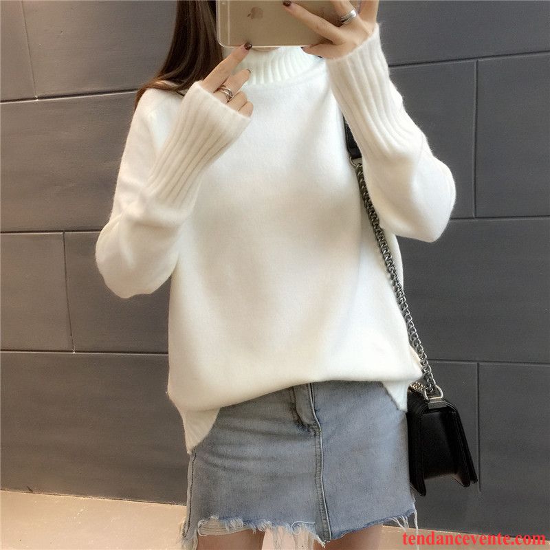 Pull Classique Femme Pull Tricots En Maille Femme Mode Pullovers Baggy Hiver Longues L'automne Haut Court Renforcé Bleu Soldes