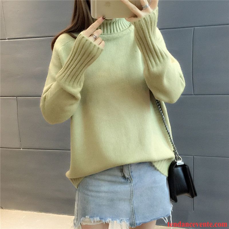 Pull Classique Femme Pull Tricots En Maille Femme Mode Pullovers Baggy Hiver Longues L'automne Haut Court Renforcé Bleu Soldes