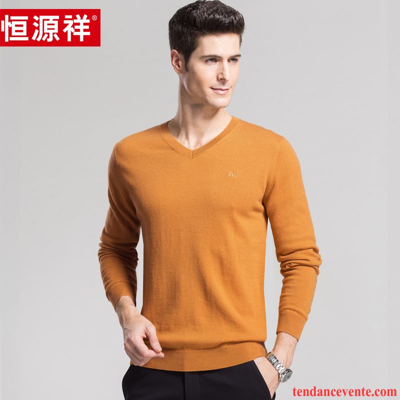 Pull Col V Homme Pas Cher En Maille La Laine Col En V Pull Homme Légère L'automne De Travail Décontractée Pure Chemise En Bas