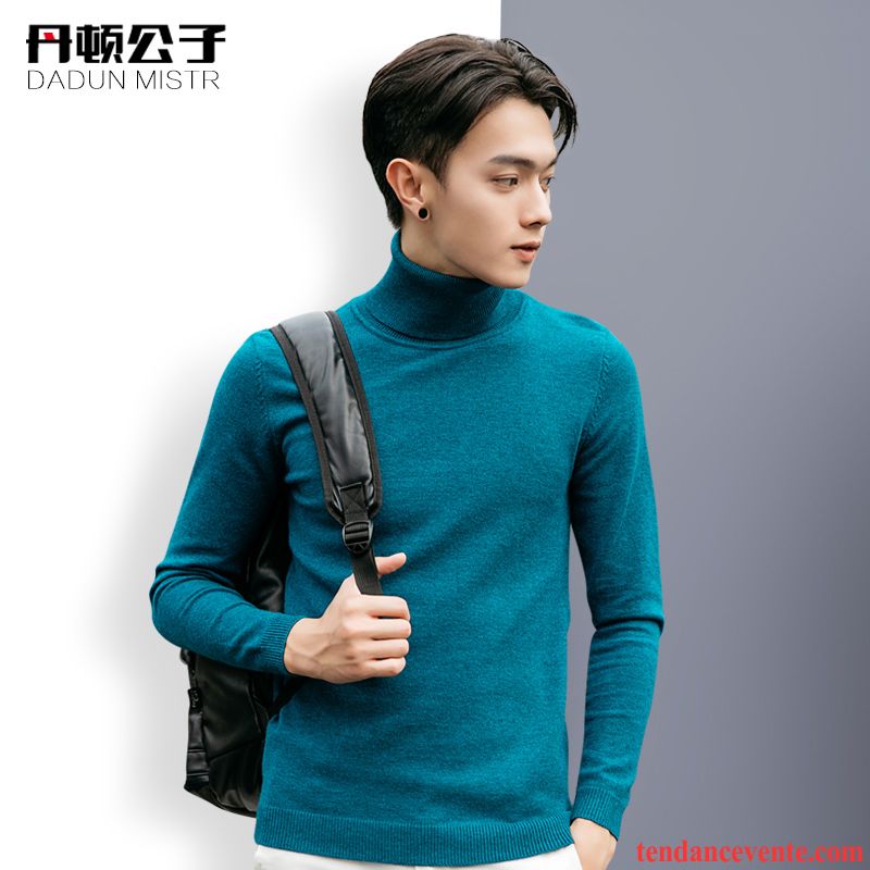 Pull De Laine Homme Pullovers Tendance Col Rond Haut Court Simple Slim Jeunesse Pure Homme Tricots En Maille Pensée