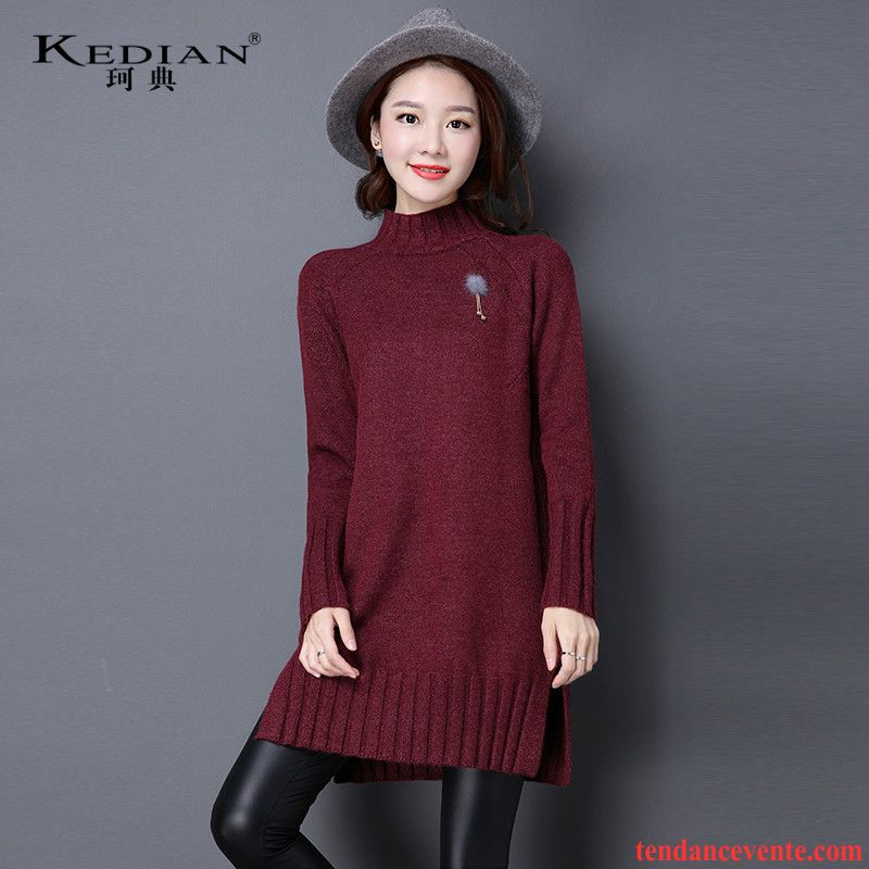 Pull Femme Rayé En Maille Haut Court Longue Pullovers Femme Hiver L'automne Renforcé Longues Chemise En Bas Lavande Vente