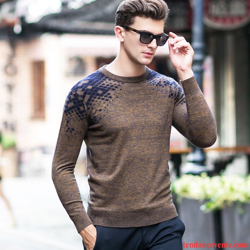 Pull Grande Taille Homme Mode Pullovers Hiver Homme Décontractée Tricots En Maille Col Rond Renforcé L'automne Jeunesse Pur Pensée