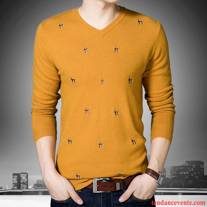 Pull Homme Laine Pas Cher Slim Tricots En Maille Tendance La Laine Col En V Hiver Chauds Jeunesse Homme Pur Mode Pullovers Chemise En Bas Pardessus Saumon Pas Cher