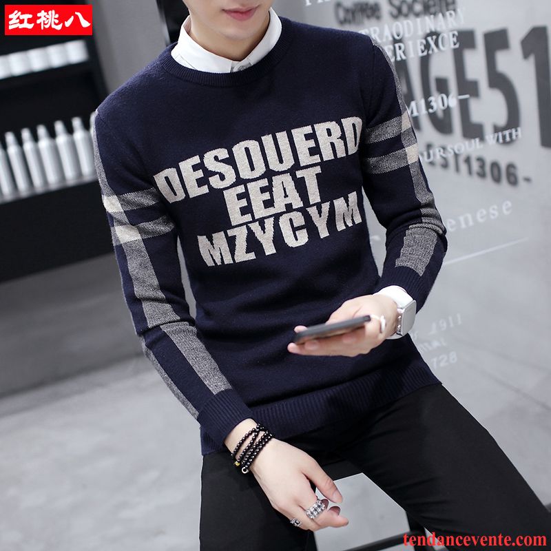 Pull Homme Long Tendance Homme Pullovers L'automne Tricots En Maille Longues Vêtements D'hiver Col Rond Pas Cher