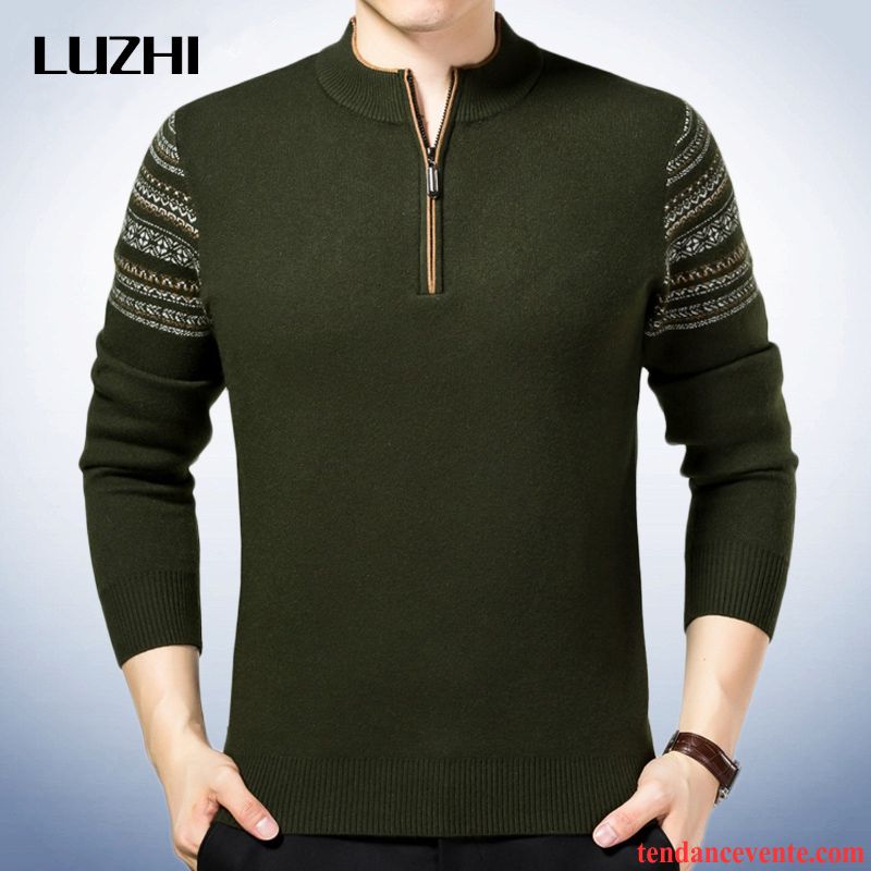 Pull Homme Zippé Pull Renforcé En Maille Pullovers Homme Hiver Chauds Pensée Pas Cher