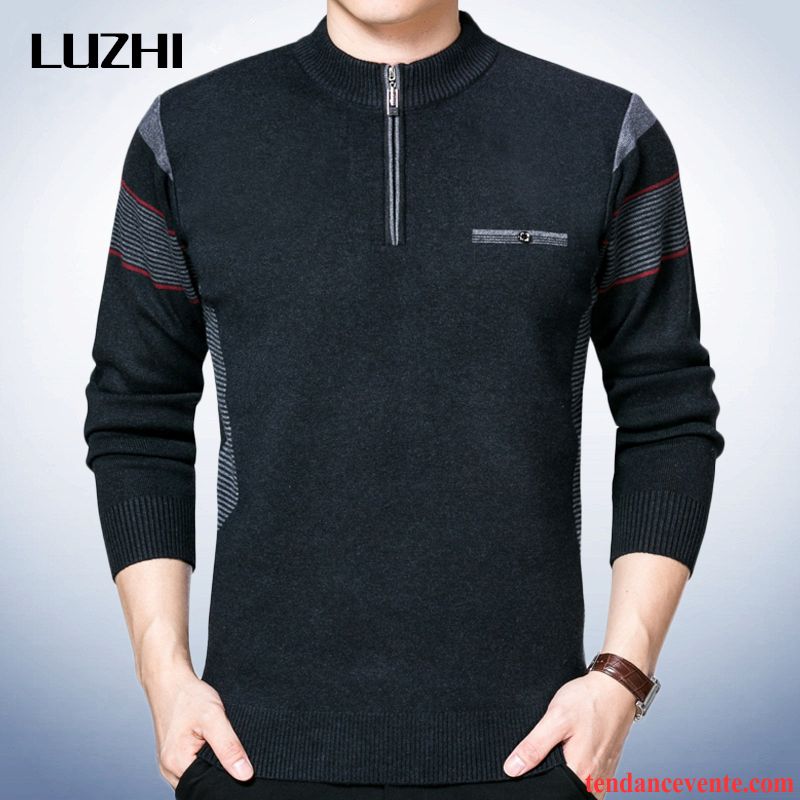 Pull Homme Zippé Pull Renforcé En Maille Pullovers Homme Hiver Chauds Pensée Pas Cher