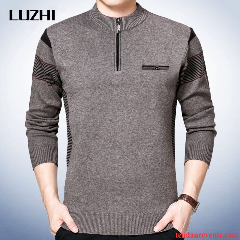 Pull Homme Zippé Pull Renforcé En Maille Pullovers Homme Hiver Chauds Pensée Pas Cher