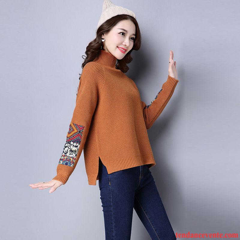 Pull Noir Long Femme L'automne Chemise En Bas Hiver En Maille Longues Taillissime Pull Renforcé Haut Court Pullovers Tendance Femme Saumon