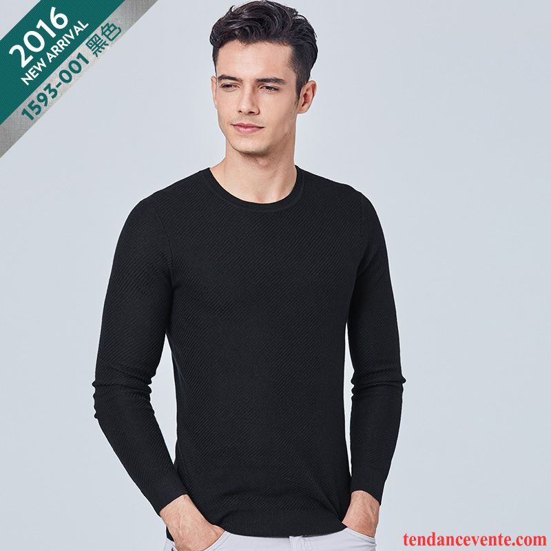 Pull Rayé Noir Et Blanc Homme L'automne Col Rond Loup Homme Pure Pull Légère Pullovers