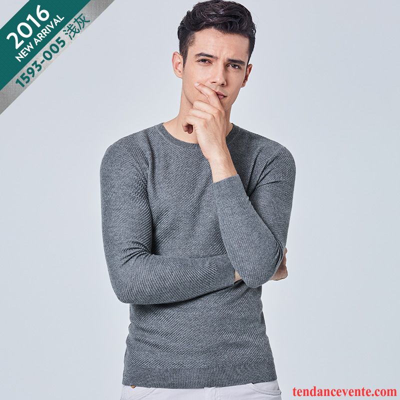 Pull Rayé Noir Et Blanc Homme L'automne Col Rond Loup Homme Pure Pull Légère Pullovers