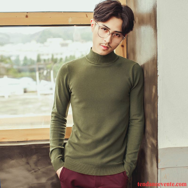 Pull Torsadé Homme Pure Tendance Pull Tricots En Maille Pullovers Renforcé Homme Slim Hiver Haut Court Lawngreen