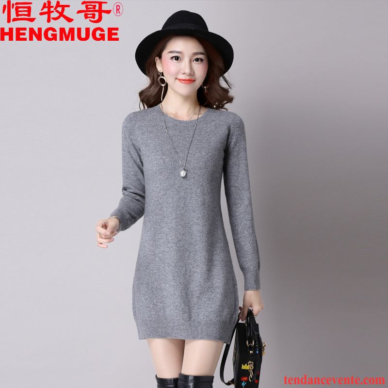 Pull À Capuche Femme Longue Dame Pullovers Chemise En Bas Hiver En Maille Femme L'automne Pur Slim Écarlate