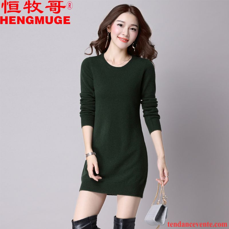 Pull À Capuche Femme Longue Dame Pullovers Chemise En Bas Hiver En Maille Femme L'automne Pur Slim Écarlate