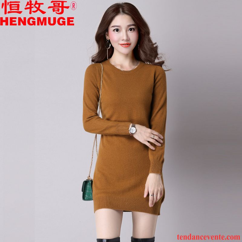 Pull À Capuche Femme Longue Dame Pullovers Chemise En Bas Hiver En Maille Femme L'automne Pur Slim Écarlate